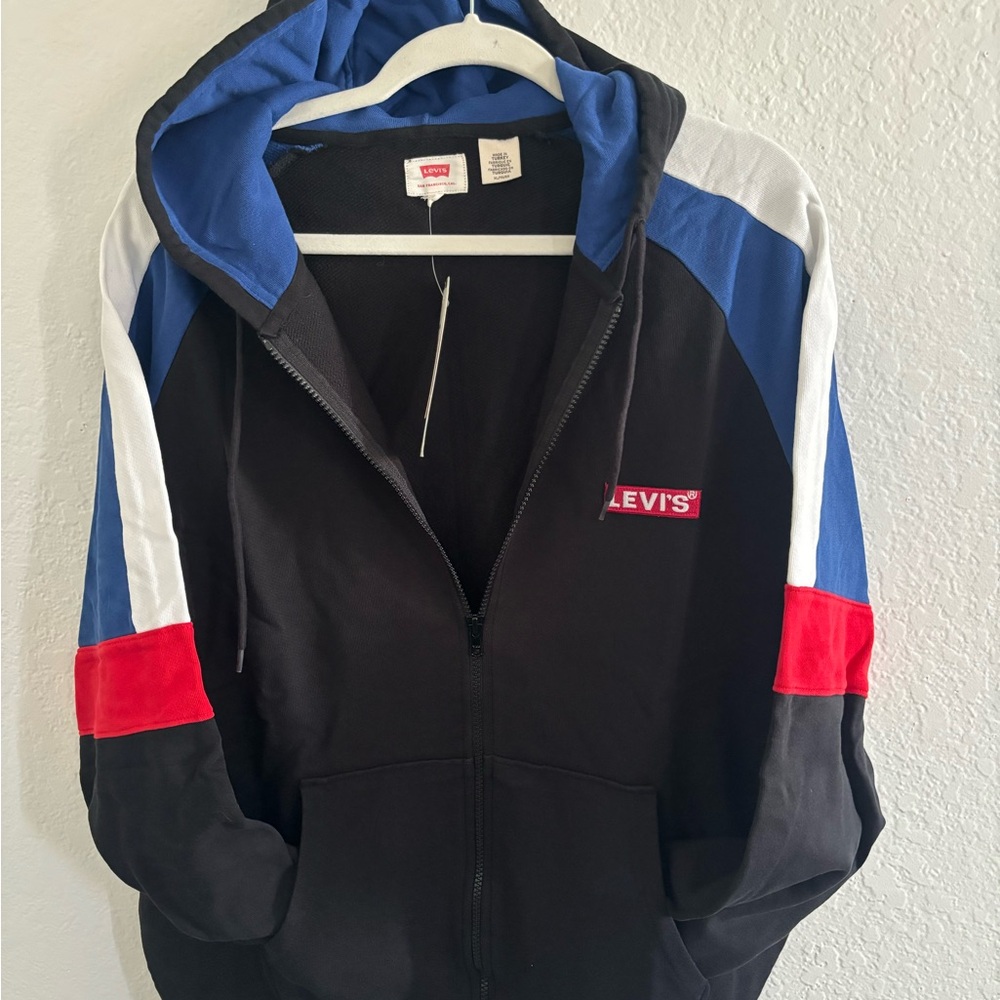 Levi's Black, Blue, White & Red Colorblock Zip Hoodie